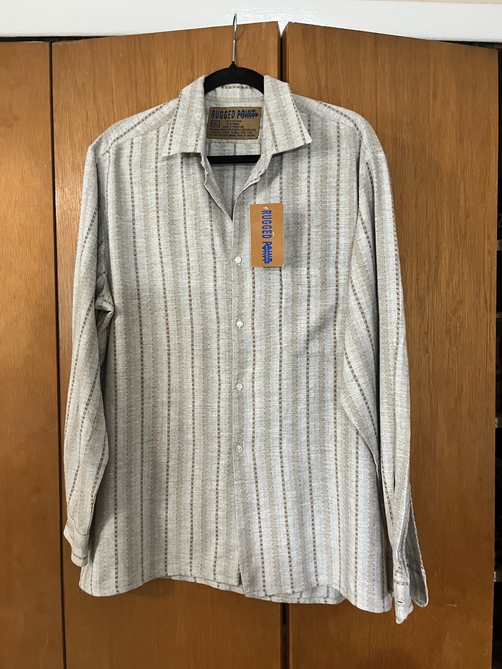 Rugged Point Authentic Men’s 2XL Shirt NWT 100% Cotton Striped Long Sleeve
